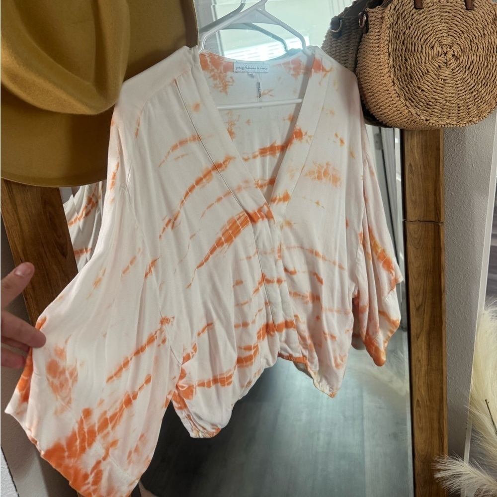 Young Fabulous & Broke Tia Top- Tie Dye Orange